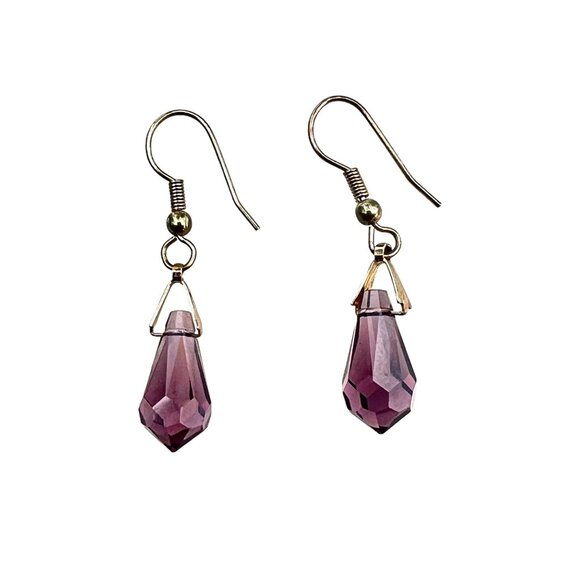 Elegant Amethyst Colored Crystal Teardrop Dangle Earrings - Perfect For When You - Picture 2 of 6